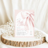 Roze strik Elegant Baby shower Kaart