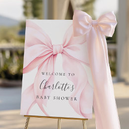 Roze Strik Elegant Baby Shower Welkom Bord