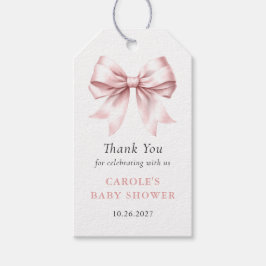 Roze Strik Elegant Meisje Baby Shower Favor Cadeaulabel