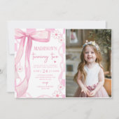 Roze strik Elegante 2e verjaardag foto Kaart (Voorkant)