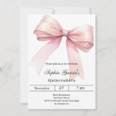 Roze strik elegante Quinceanera Kaart (Voorkant)