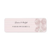 Roze strik elegante strepen etiket (Voorkant)