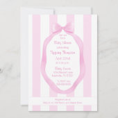 Roze strik en behang Stripes Meisje Baby shower Kaart (Voorkant)