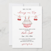 Roze strik en bessen, kersen op top Baby shower Kaart (Voorkant)