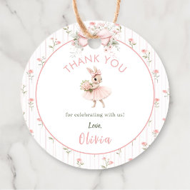Roze Strik en Bloemstuk Some Bunny is One 1e Verja Bedankjes Labels