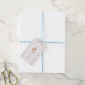 Roze Strik en Bloemstuk Some Bunny is One 1e Verja Cadeaulabel (Met Touw)