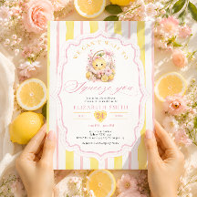 Roze strik en gele citroen Meisje Baby Shower