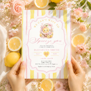 Roze strik en gele citroen Meisje Baby Shower Kaart
