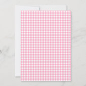Roze Strik en Gingham Baby Shower Uitnodiging (Achterkant)