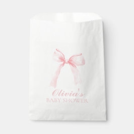 Roze strik en gingham preppy baby shower bedankzakje
