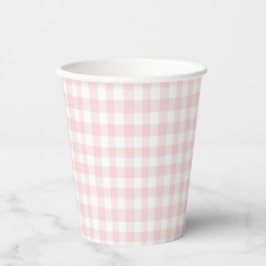 Roze strik en gingham preppy baby shower papieren bekers