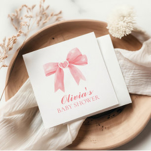 Roze strik en gingham preppy baby shower servet