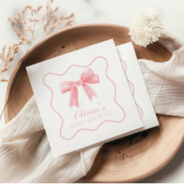 Roze strik en gingham preppy baby shower servet
