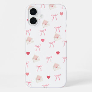 Roze strik en hart iPhone hoesje – Mooie stijl iPhone 16 Plus Hoesje