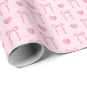 Roze Strik en Hartpatroon Inpakpapier Rol (Rol Hoek)