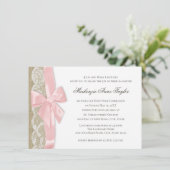 Roze strik en kant Eerste Communie Kaart (Staand voorkant)