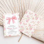 Roze strik en Rozen preppy baby shower Kaart