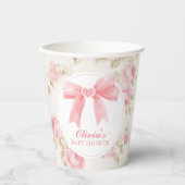 Roze strik en rozen preppy baby shower papieren bekers (Voorkant)