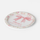 Roze strik en rozen preppy baby shower papieren bordje (Gekanteld)
