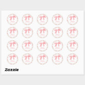 Roze strik en rozen preppy baby shower ronde sticker (Vel)