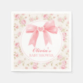 Roze strik en rozen preppy baby shower servet (Voorkant)