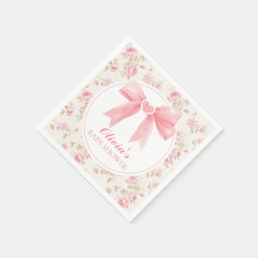 Roze strik en rozen preppy baby shower servet (Hoek)