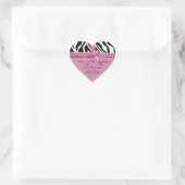 Roze strik en witte zebra strepen met parels hart sticker (Tas)