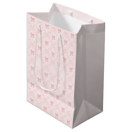 Roze Strik Esthetisch Notitieboek – Schattig & Vro Medium Cadeauzakje (Voorkant Gekanteld)
