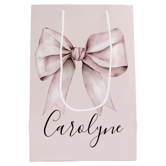 Roze strik esthetische coquette Gepersonaliseerde  Medium Cadeauzakje (Achterkant)