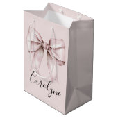 Roze strik esthetische coquette Gepersonaliseerde  Medium Cadeauzakje (Achterkant Gekanteld)