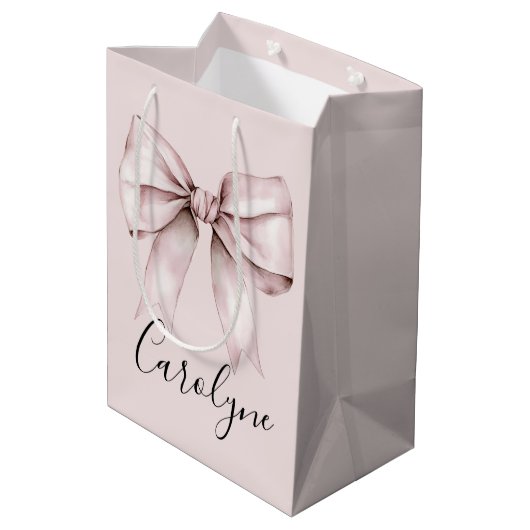 Roze strik esthetische coquette Gepersonaliseerde Medium Cadeauzakje (Achterkant Gekanteld)