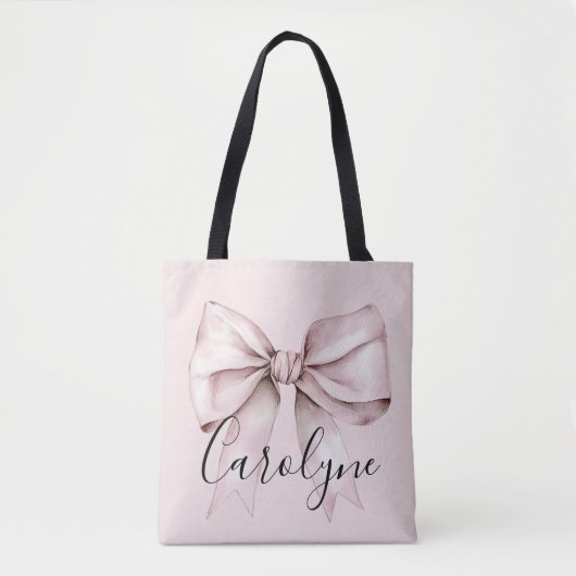 Roze strik esthetische coquette Gepersonaliseerde  Tote Bag (Voorkant)