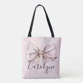 Roze strik esthetische coquette Gepersonaliseerde  Tote Bag (Achterkant)