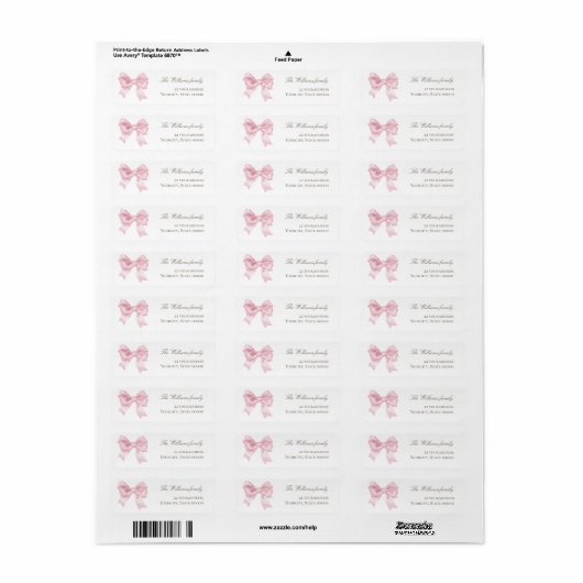roze strik etiket (Full Sheet)
