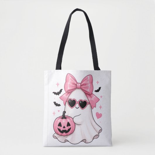 Roze Strik Fantomen Hart Zonnebril Tote Bag (Voorkant)