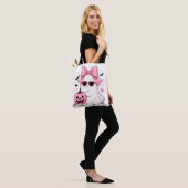 Roze Strik Fantomen Hart Zonnebril Tote Bag (Op model)