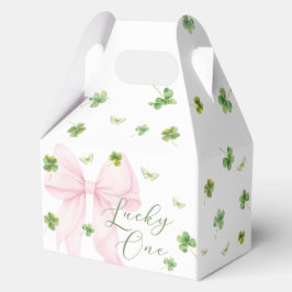 Roze Strik Favor Doosjes voor 1e Verjaardag Lucky