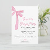 Roze Strik Favoriete Dingen Feest Cadeau Uitwissel Kaart (Staand voorkant)