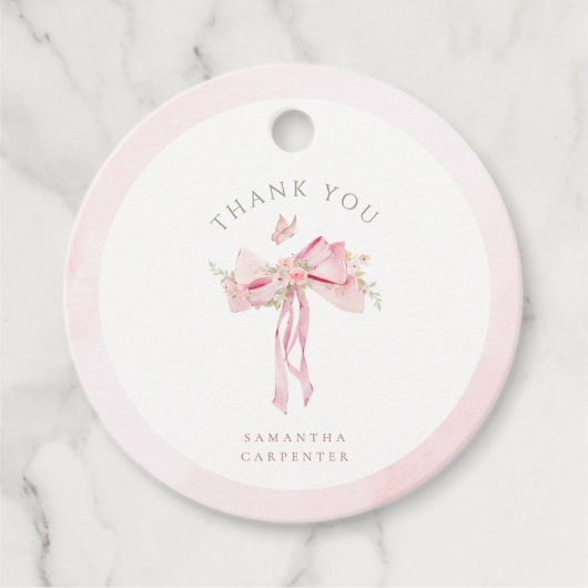 roze strik FLORAAL foto afstuderen Bedankjes Labels (Voorkant)
