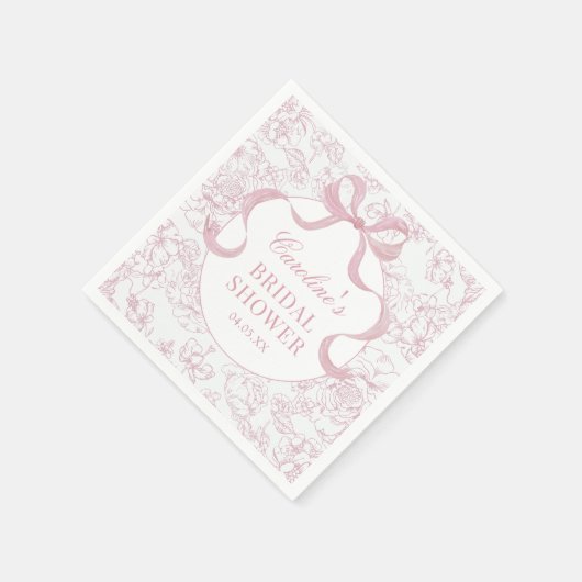 Roze strik Floral Chinoiserie Vrijgezellenfeest se Servet (Hoek)