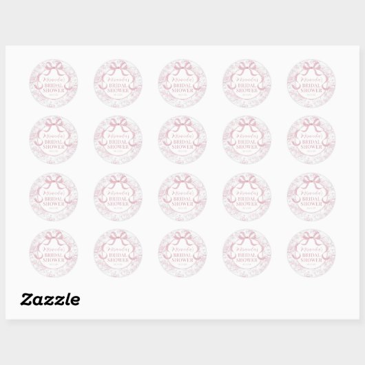 Roze strik Floral Chinoiserie Vrijgezellenfeest St Ronde Sticker (Vel)