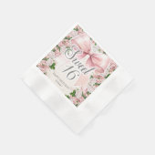 Roze strik Floral Coquette Sweet 16 Servet (Hoek)