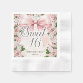 Roze strik Floral Coquette  Sweet 16 Servet