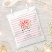 Roze strik floral waterverf baby shower bedankzakje (Geknipt)