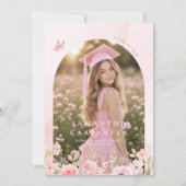 roze strik FLORALE foto afstudeer AANKONDIGING (Voorkant)