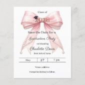 Roze strik foto Afstudeerfeest Save the Date Flyer (Voorkant)