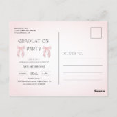 Roze Strik Foto Grad Feest Uitnodiging (Achterkant)