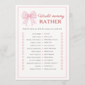 Roze Strik Gebeurtje Zou Mammie Liever Spel Advieskaart (Voorkant)