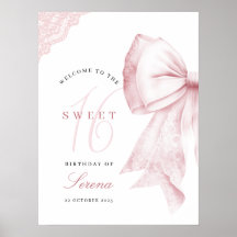 Roze Strik Geboortedaag Sweet 16