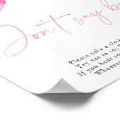 Roze strik - Geen baby poster (Hoek)